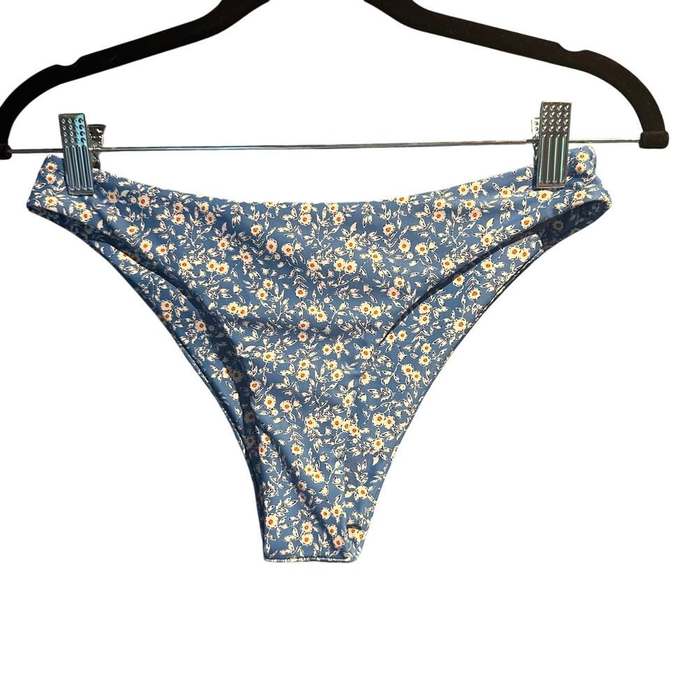 Bikini Bottoms Size Small Cornflower Blue with Flowers Mini Micro Sexy Hot Tub